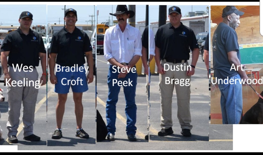Brad Croft with Wes Keeling and Universal K9 team members before trial Brad Croft San Antonio with Wes Keeling Brady listed before trial alongside Universal K9 trainers
